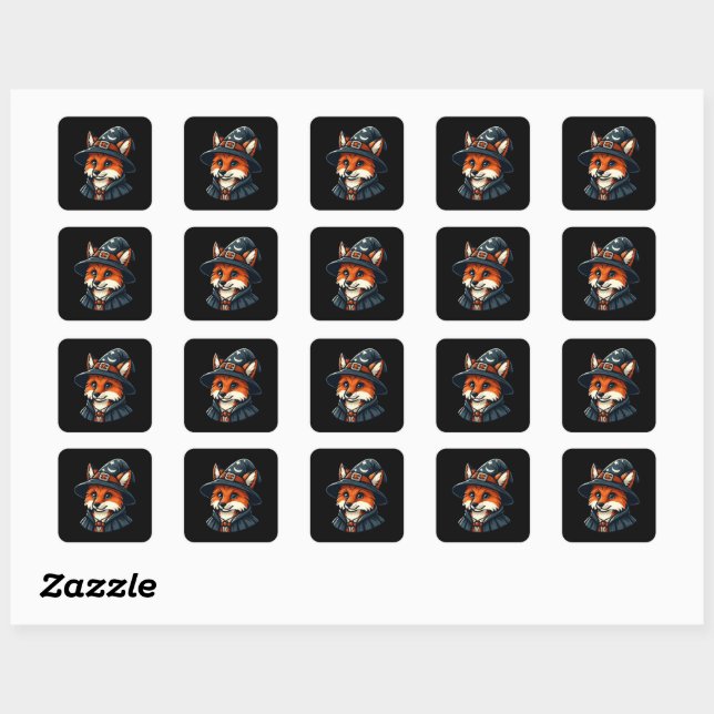 Magical Fox - Wizard Fantasy Square Sticker (Sheet)