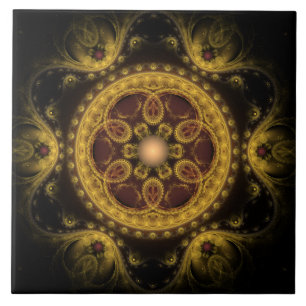 Magical fractal fairy pattern mandala ceramic tile