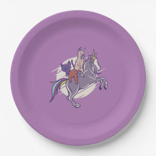 Magical Friends  Unicorn, Alpaca, Kitten, Sloth Paper Plate