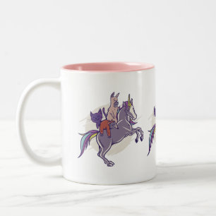 Magical Friends  Unicorn, Alpaca, Kitten, Sloth Two-Tone Coffee Mug