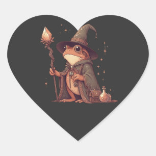 Magical Frog Wizard Heart Sticker