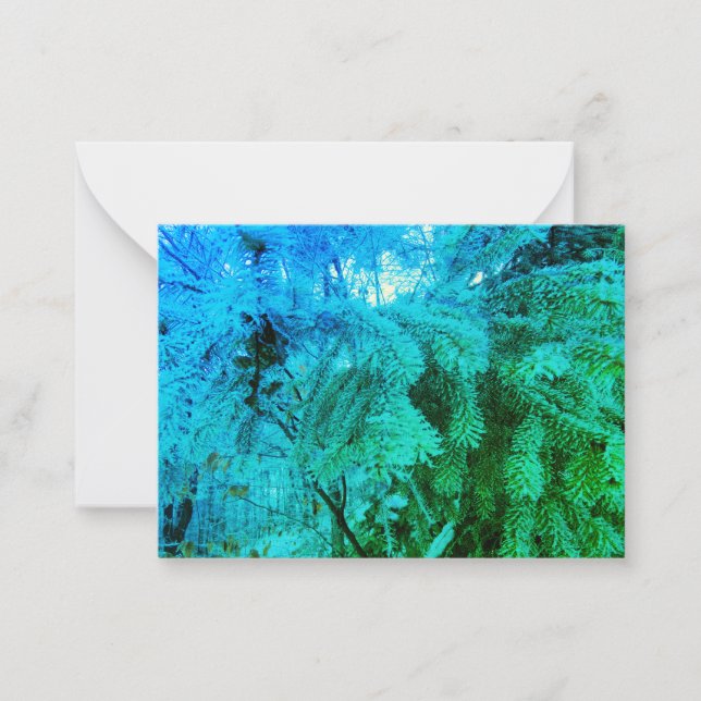 Magical Frozen Fir Tree Twigs in a Winter Forest Card (Front)