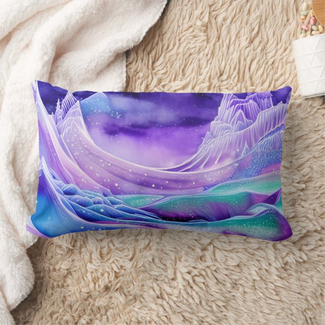 Magical Frozen Ice Seas  Digital Art  Lumbar Cushion (Blanket)