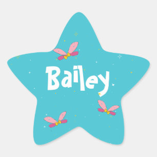 Magical Fun Fairy Wings and Sparkles Blue Star Sticker