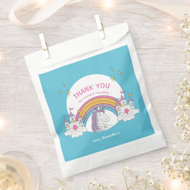 Magical Fun Girls Unicorn Birthday Party Thank You Favour Bag (Clipped)