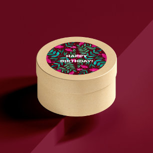 Magical garden happy birthday round sticker