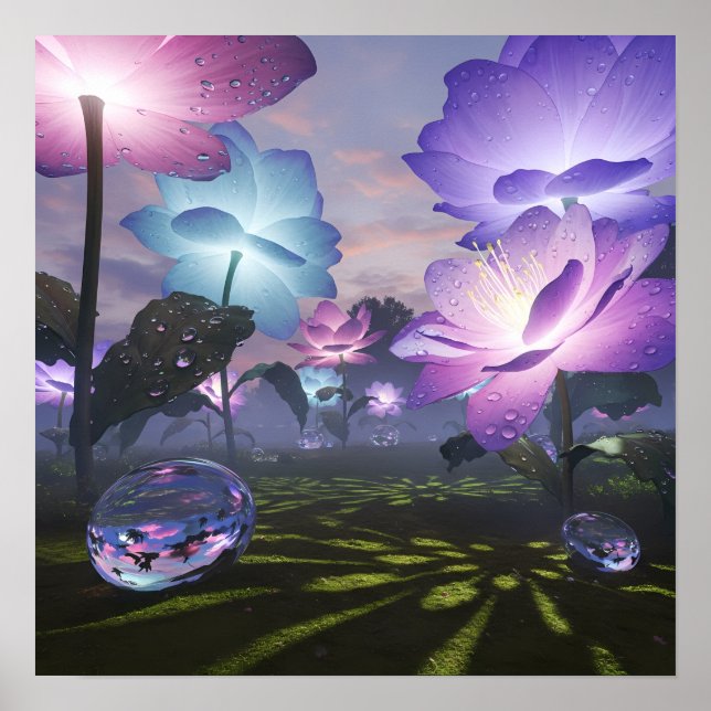 Magical Garden of Giant Luminous Flowers Poster (Front)