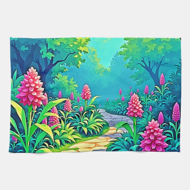 Magical Garden Path Design Tea Towel (Horizontal)