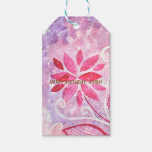 Magical Garden Pink Watercolor Floral Birthday Gift Tags
