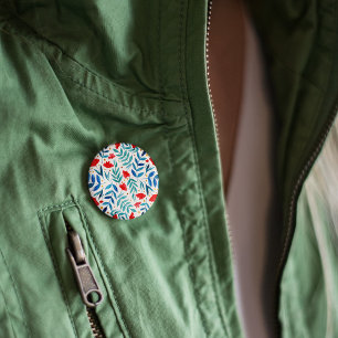 Magical garden - red and turquoise 6 cm round badge