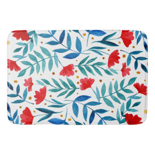 Magical garden - red and turquoise bath mat