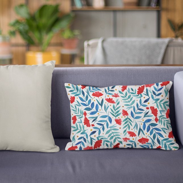 Magical garden - red and turquoise decorative cushion (Creator Uploaded)