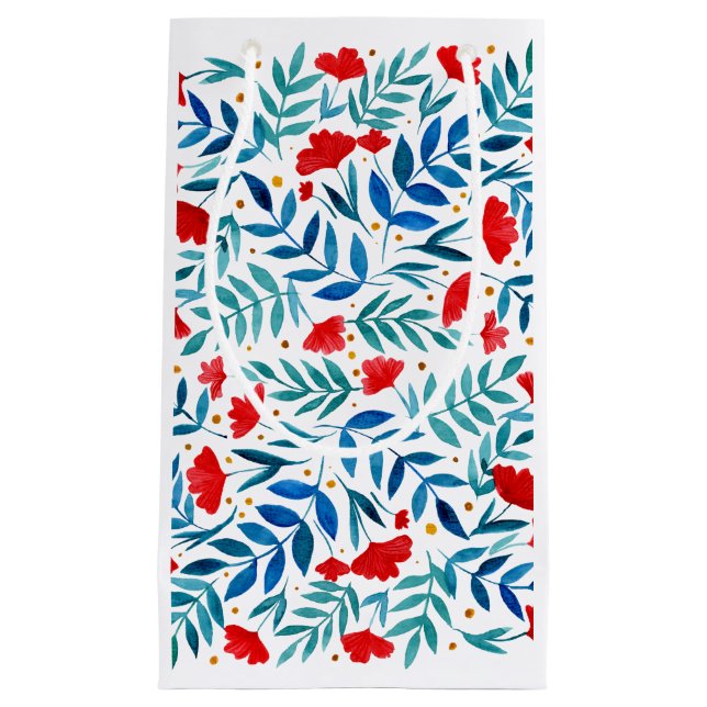 Magical garden - red and turquoise small gift bag (Front)