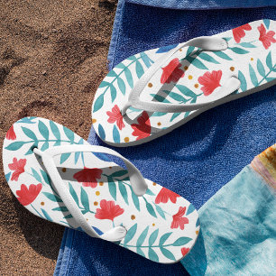Magical garden - red and turquoise thongs