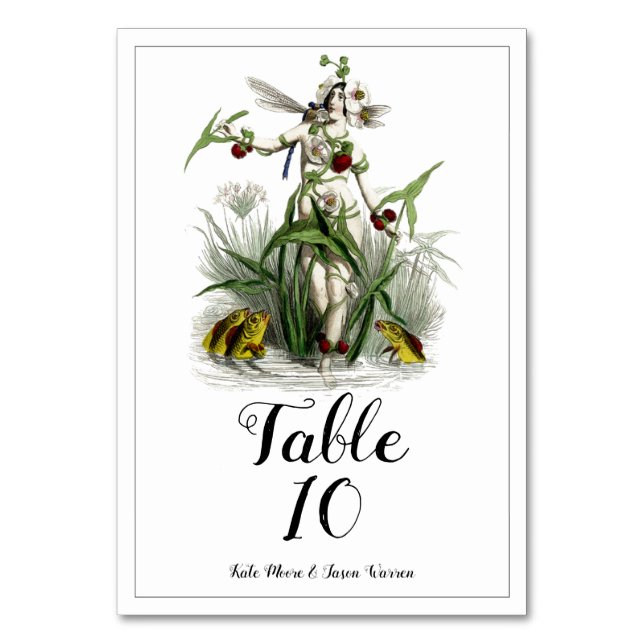 Magical Garden Wedding Burgundy Green Table Number (Front)