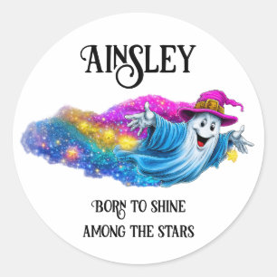 Magical Ghost and Stars  Classic Round Sticker