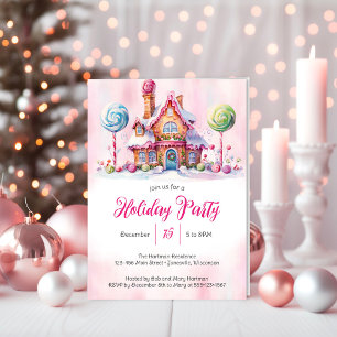 Magical Gingerbread House Holiday Party Card