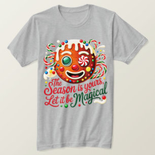 Magical Gingerbread Man Face Cozy Christmas candy T-Shirt