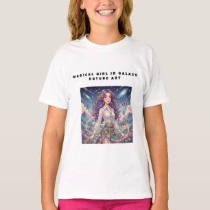 Magical girl in galaxy nature art T-Shirt