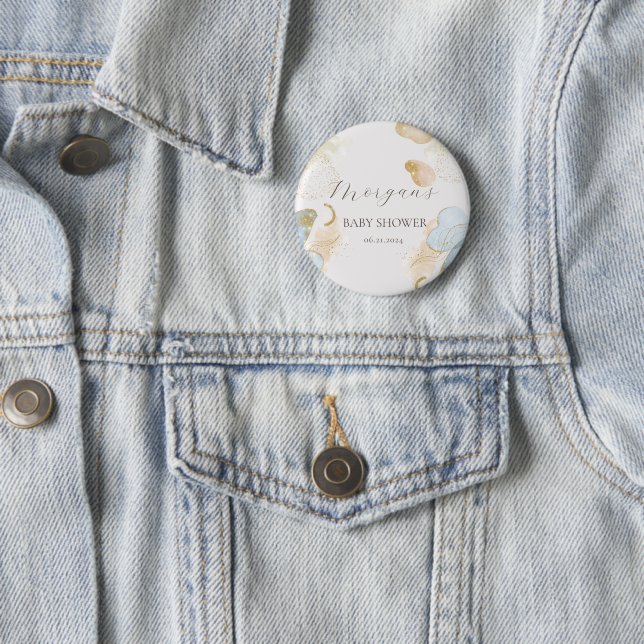 Magical Glitter Abstract Baby Shower Monogram 6 Cm Round Badge (In Situ)