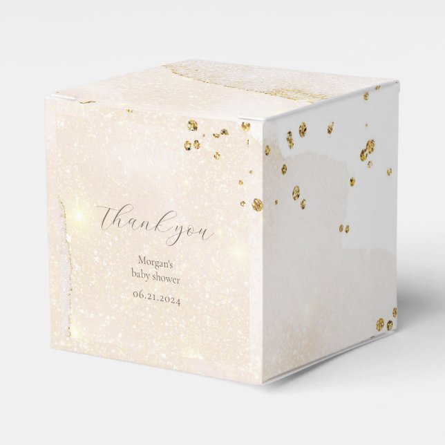 Magical Glitter Abstract Baby Shower Monogram Favour Box (Front Side)