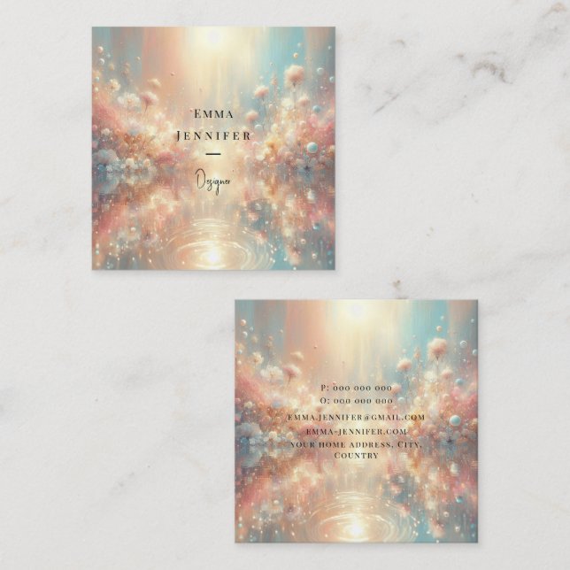 Magical glitter background square business card (Front/Back)