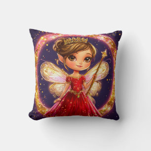 Magical Glitter Fairy in red dress for girls gift Cushion