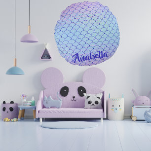 Magical Glitter Pastel Purple Mermaid Scales Round Cushion