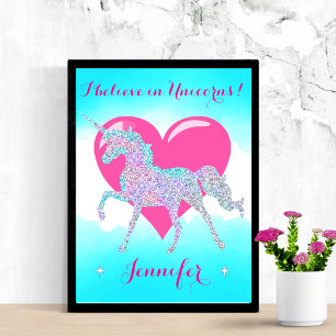 Magical Glitter Unicorn Personalised Poster