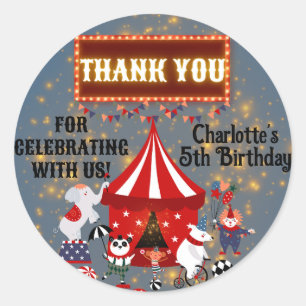 Magical Glowing Carnival Circus Party Thank You Classic Round Sticker
