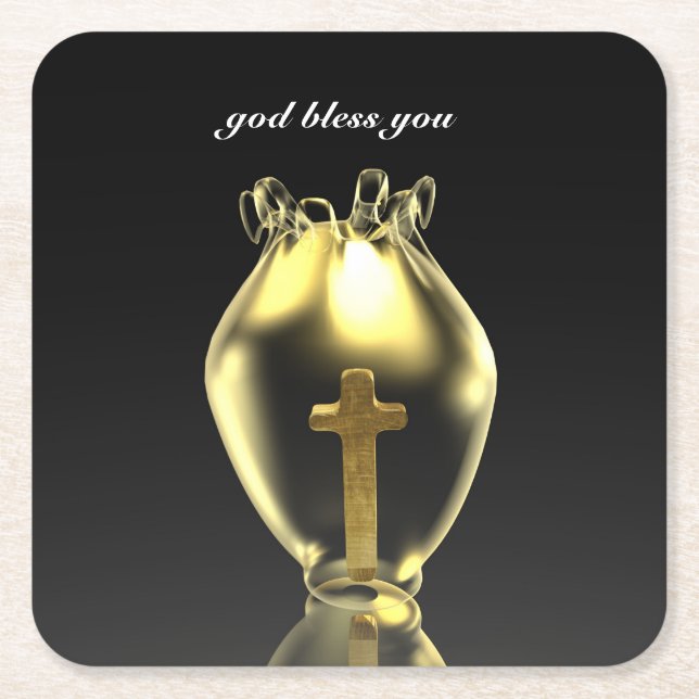 Magical glowing chalice in the church.personalised square paper coaster (Front)