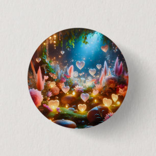 Magical Glowing Flowers Heart Garden 3 Cm Round Badge