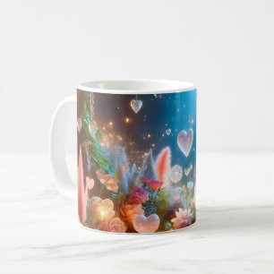 Magical Glowing Flowers Heart Garden Coffee Mug
