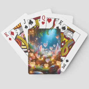 Magical Glowing Flowers Heart Garden  Playing Cards