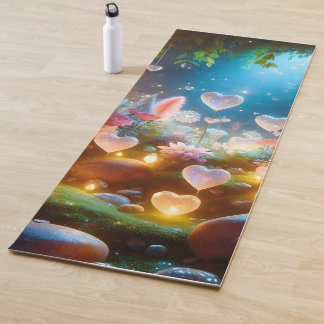 Magical Glowing Flowers Heart Garden  Yoga Mat