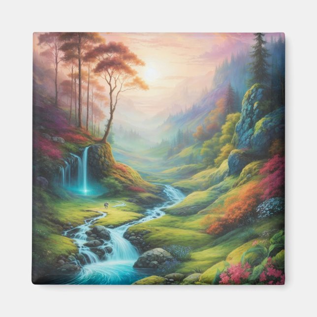 Magical Glowing Forest Nature Landscape  Magnet (Front)