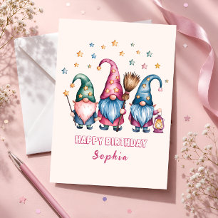 Magical Gnome Friends Birthday Card