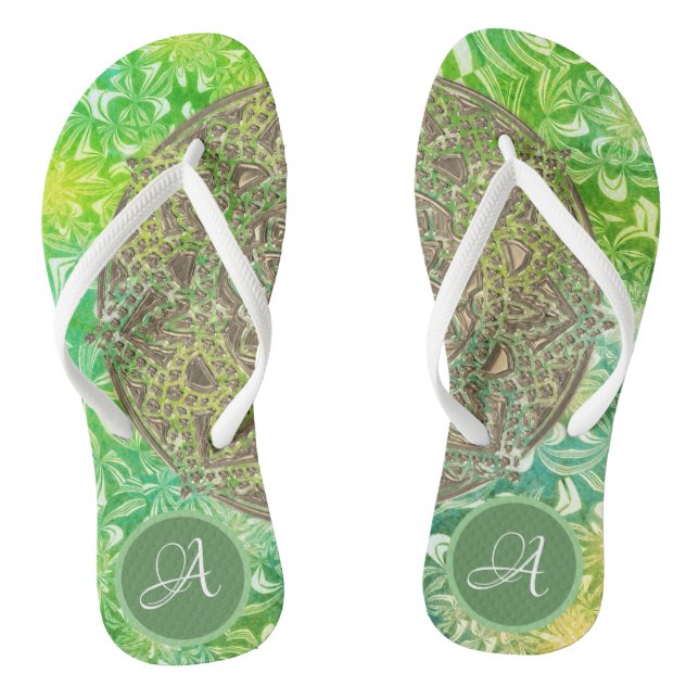 Magical Gold Mandala Monogram Thongs (Footbed)