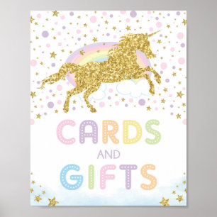 Magical Gold Unicorn /Cards & Gifts Birthday Party Poster