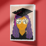 Magical Grad Glasses Congratulations Graduate Foil Greeting Card<br><div class="desc">Send your congratulations to the new graduate with this real foil greeting card featuring a person with wavy purple hair wearing a graduation cap, gown plus foil glasses that read “grad” while surrounded with stars and hints of magic. Easy to edit text lets you completely personalise this card for your...</div>