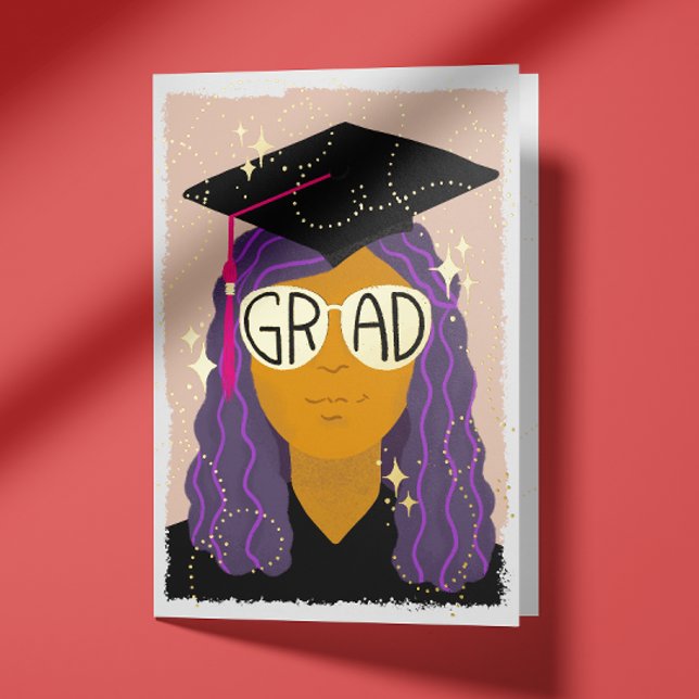 Magical Grad Glasses Congratulations Graduate Foil Greeting Card (Creator Uploaded)