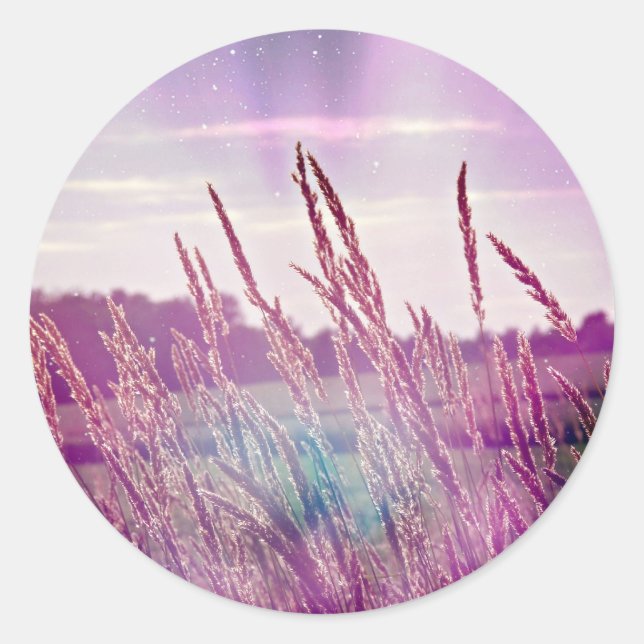 Magical Grass Classic Round Sticker (Front)