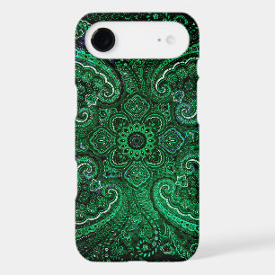 Magical Green Paisley on Black Backgraund