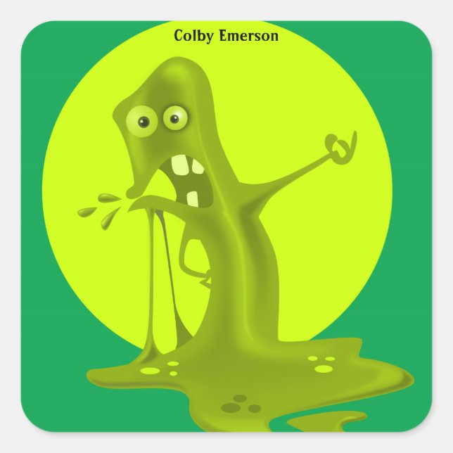 Magical Green Slime - Fun Slimy Science Monster Square Sticker (Front)