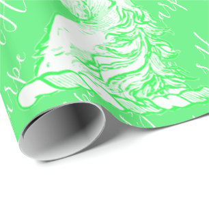 Magical Green Unicorn Pattern Custom Name Harper Wrapping Paper