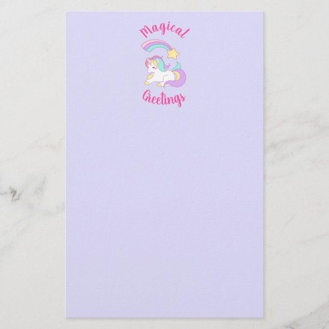 Magical Greetings Unicorn & Shooting Star Stationery (Front)