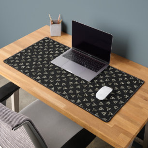 Magical Grey Yellow Triangle Circle Wand Symbol Desk Mat