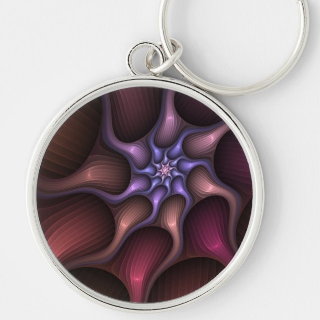 Magical Growth Modern Abstract Colourful Fractal Key Ring (Front)