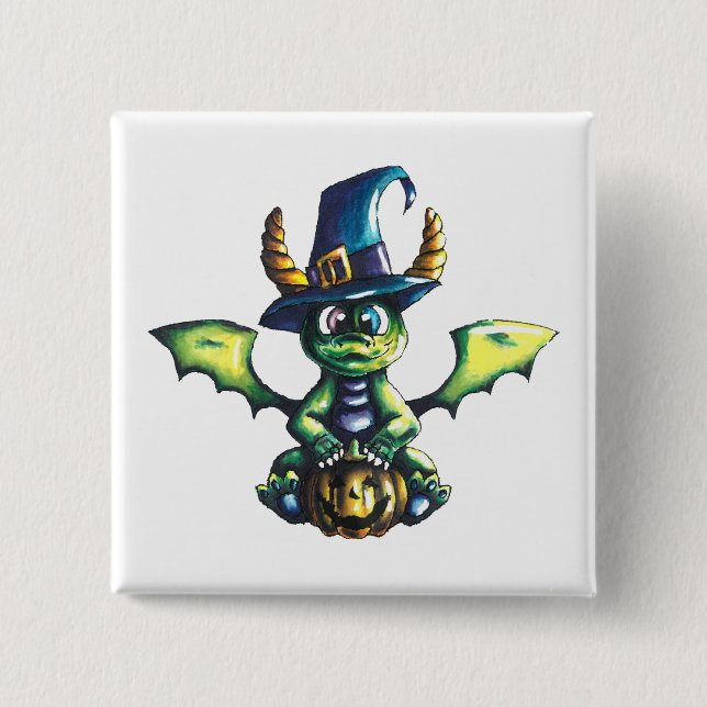 Magical Halloween Dragon Design 15 Cm Square Badge (Front)