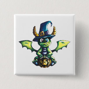 Magical Halloween Dragon Design 15 Cm Square Badge